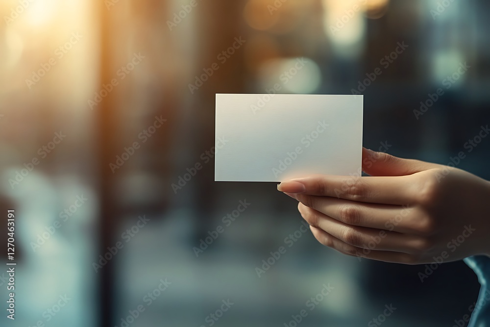 Blank Business Card Held in Hands Blank Business Card Held in Hands