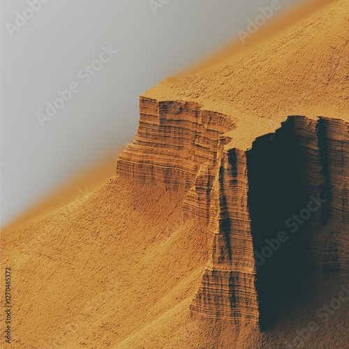Abstract Desert Landscape with Dramatic Orange Cliffs