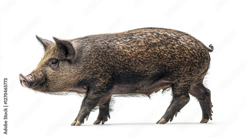 Side view of a Domestic pig, isolated on white Side view of a Domestic pig, isolated on white