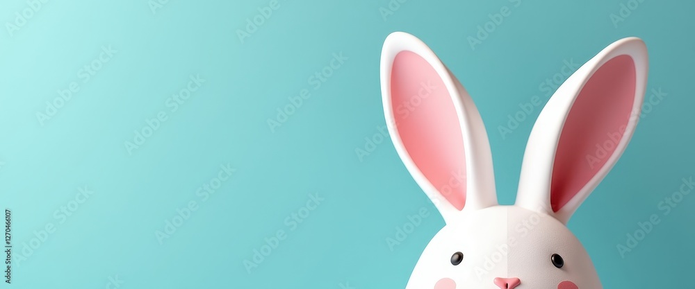 Easter Bunny Animation: White Bunny with Pink Ears on a Vibrant Blue Background. A white rabbit with pink ears against a blue background. Easter Bunny Animation: White Bunny with Pink Ears on a Vibrant Blue Background. A white rabbit with pink ears against a blue background.
