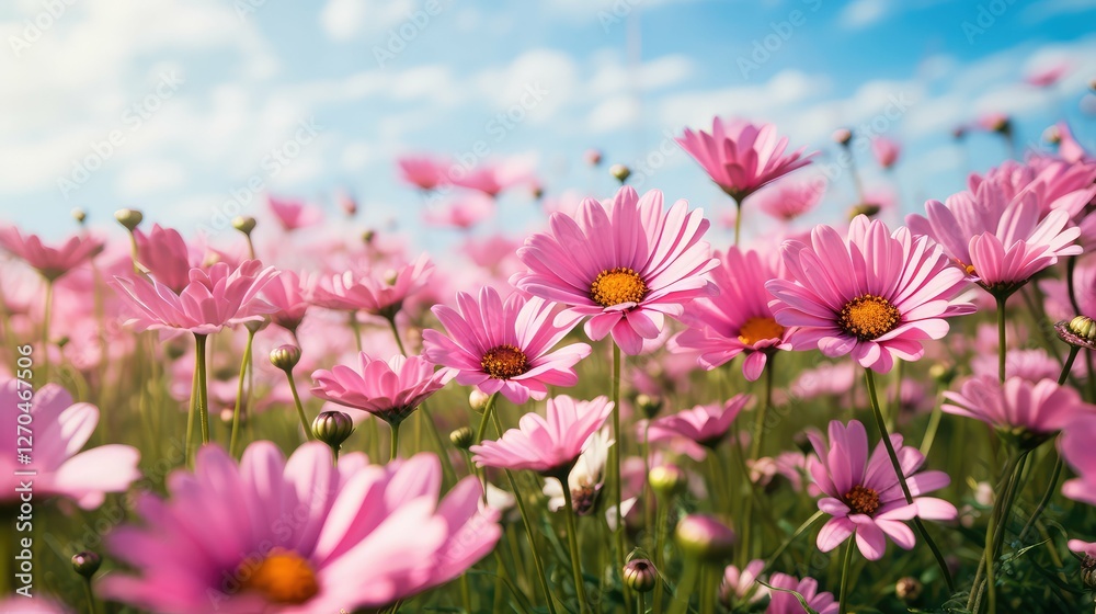 Obraz premium field pink daisies