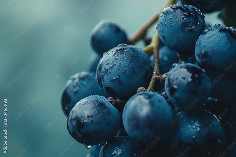 custom made wallpaper toronto digitalFresh and Juicy Blue Grapes with Water Drops on a Green Background