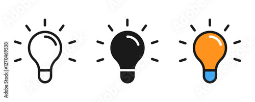 Light bulb icon set. lamp icon symbol collection , creative good idea logo. innovative idea icon sign in flat style. vector illustration