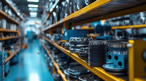 Wallpaper Mural Industrial parts warehouse storage inventory aisle Torontodigital.ca