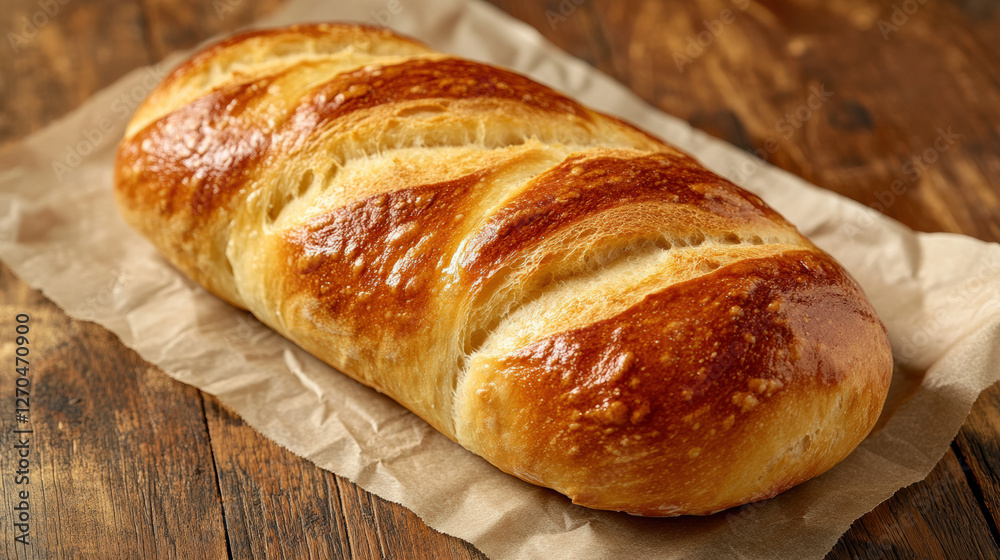 Fresh artisan bread with crackly crust resting on parchment paper, showcasing its golden brown surface and inviting texture. Perfect for any meal or occasion Fresh artisan bread with crackly crust resting on parchment paper, showcasing its golden brown surface and inviting texture. Perfect for any meal or occasion