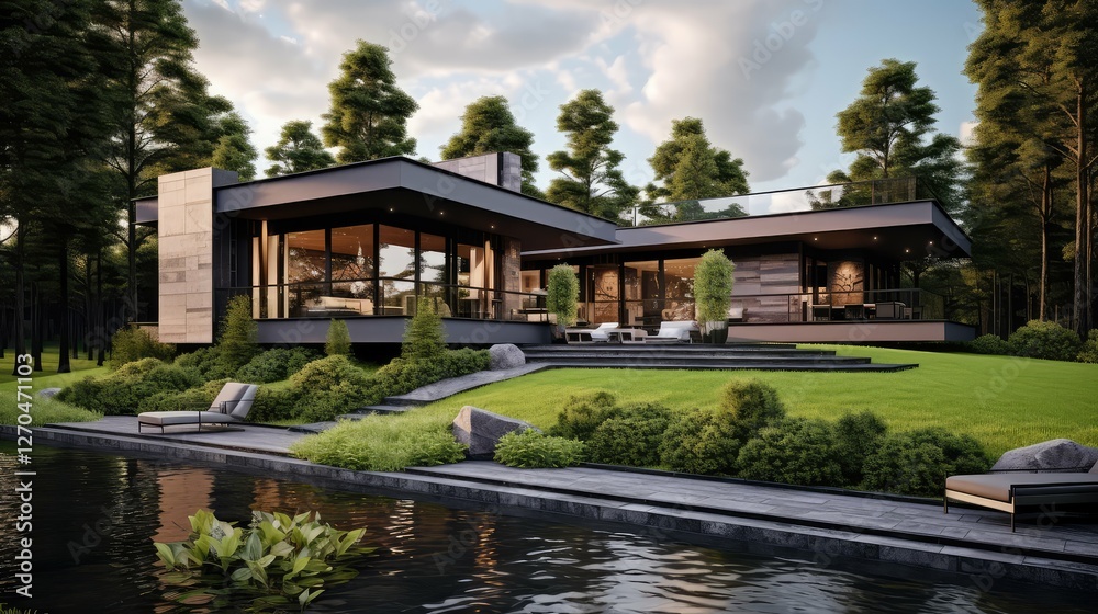 Obraz premium design house with land