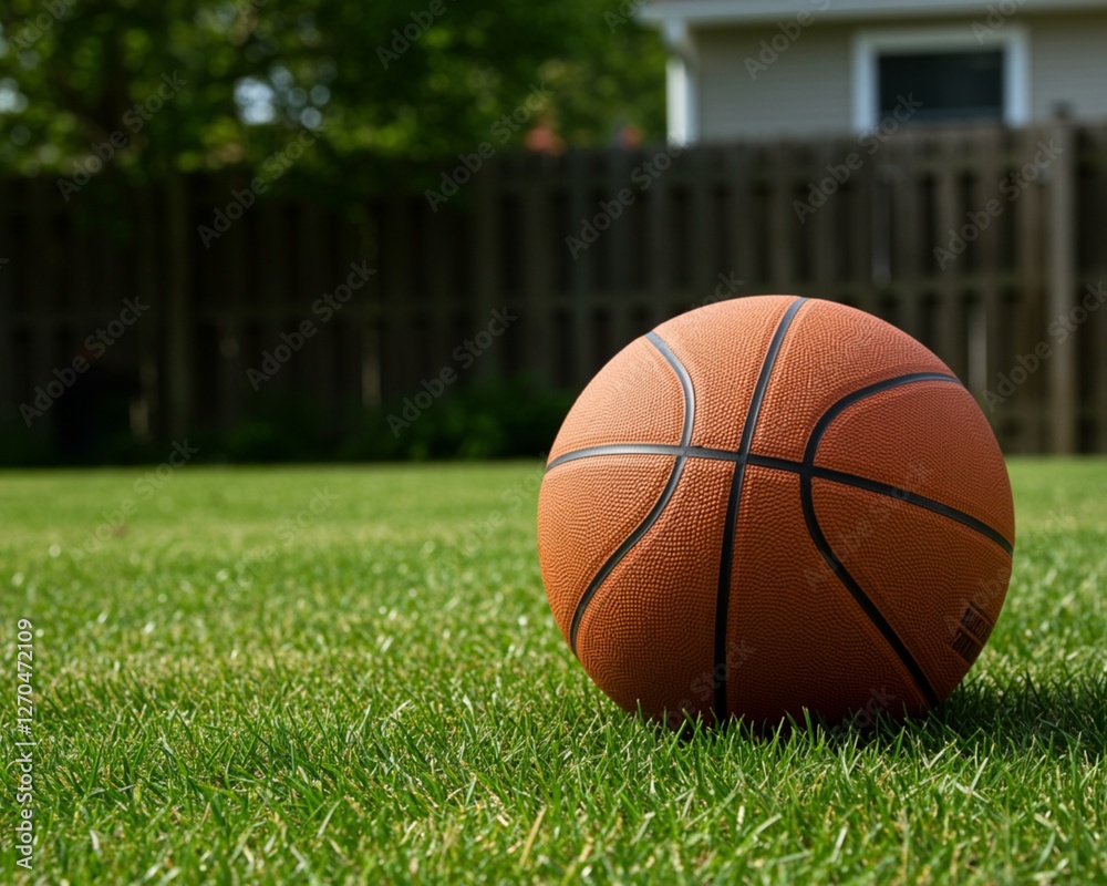 A basketball sits on the ground in front of a sunset. A basketball sits on the ground in front of a sunset.
