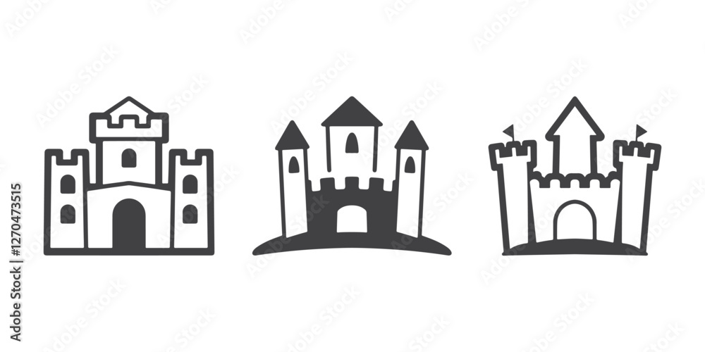 Professional Castle Icons Silhouette Vector Illustration Professional Castle Icons Silhouette Vector Illustration