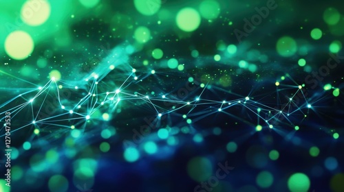 Sustainable Businesses A vibrant canvas of green and blue pulsates with the intricate energy of an abstract circuit concept, symbolizing innovation, futuristic data, and the internet is boundless