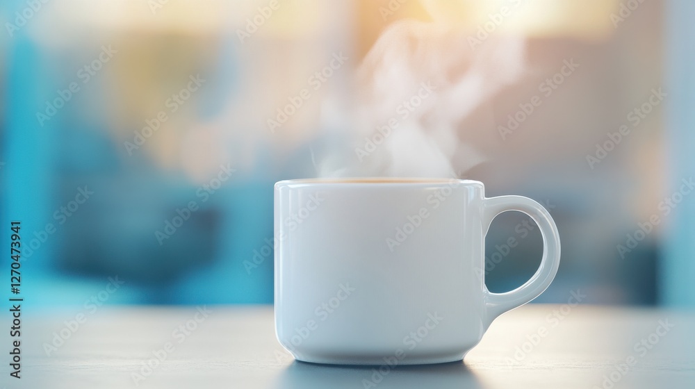 Serene Morning Coffee Cup with Steam Symbolizing Relaxation and Energy in Dreamy Tones Captured in a Soft Ambient Light Serene Morning Coffee Cup with Steam Symbolizing Relaxation and Energy in Dreamy Tones Captured in a Soft Ambient Light