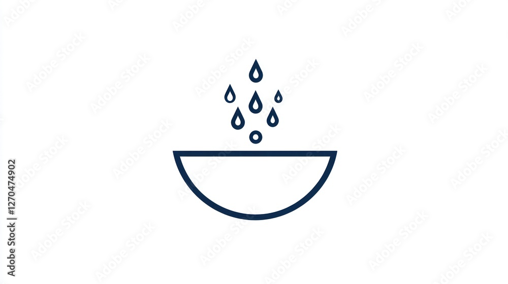 Water drops falling into bowl, clean background, hygiene concept Water drops falling into bowl, clean background, hygiene concept