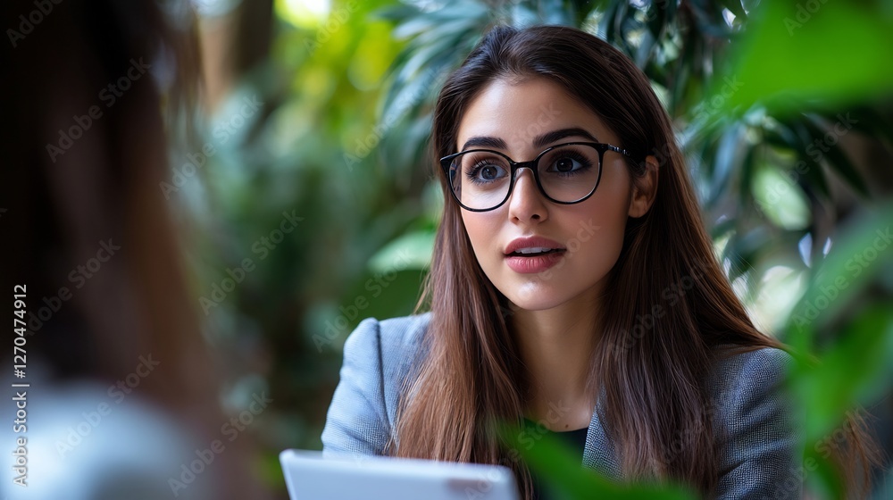 Obraz premium Businesswoman in a Meeting Outdoors