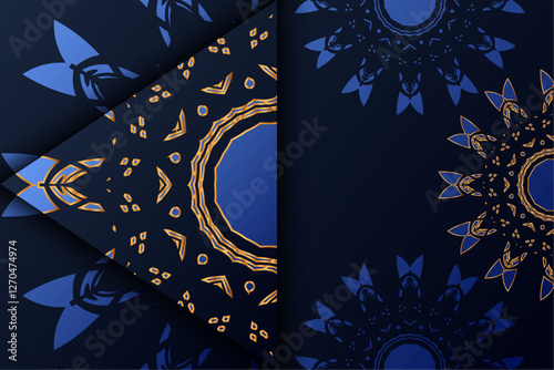 Symmetrical Blue and Gold Decorative Patterns

 photo