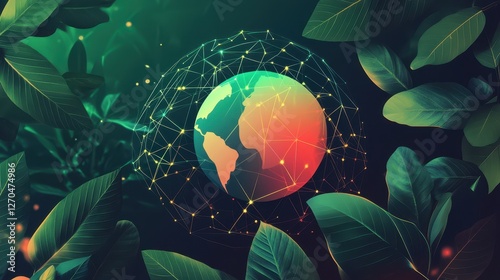 Sustainable Businesses A sleek ESG icon, its vibrant hues symbolizing environmental stewardship, ethical conduct, and a commitment to a sustainable future, connects to a global network of