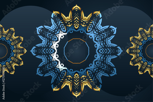 Symmetrical Blue and Gold Star-like Pattern

 photo
