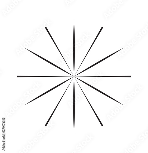 Radial circle lines. Sparkle Circular radiating lines. Sign Sun star rays symbol. Abstract geometric shapes. Variety Design. Vector illustration isolated on white background. EPS10