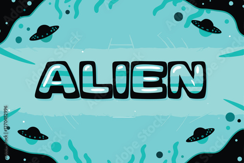 Design a vibrant alien-themed promotional banner featuring glowing alien flora and fauna, suitable for a science fiction convention.