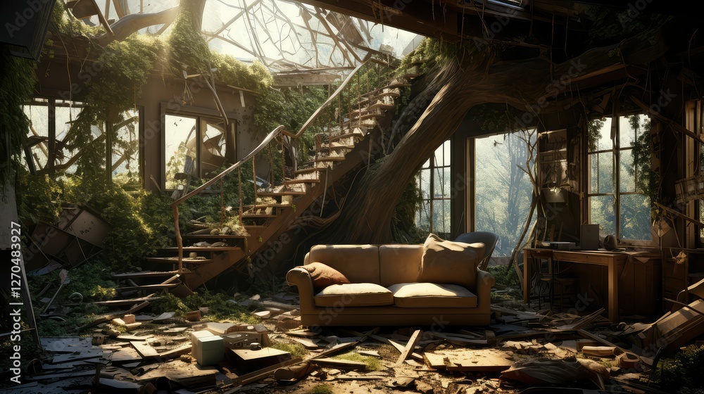 Fototapeta premium crash fallen tree house