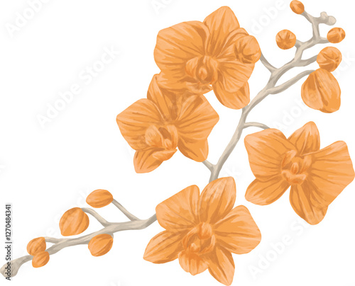 orchid Branch painting botanical illustration