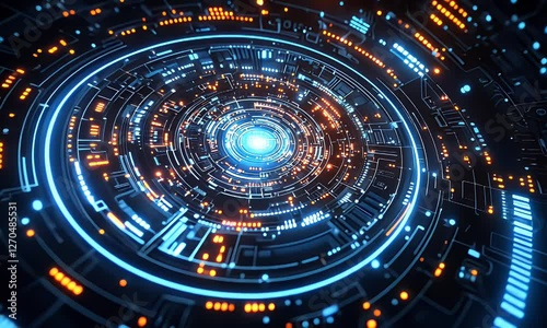 Wallpaper Mural Futuristic Circular Technology Interface Torontodigital.ca