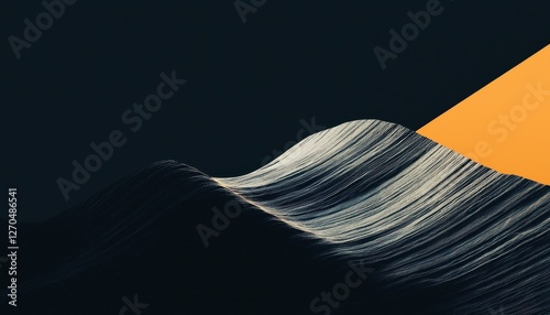 Abstract Digital Art of Waves in Black and Orange Colors