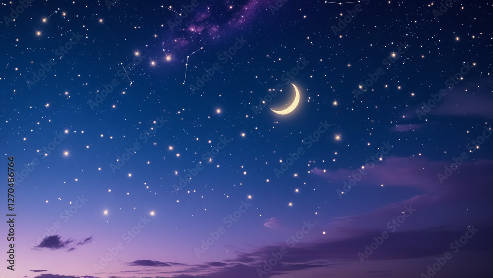 Naklejka premium Nights sky with moon and stars ideal desktop or background