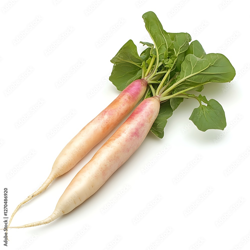 Daikon radish isolated on white background. Clipping path Daikon radish isolated on white background. Clipping path