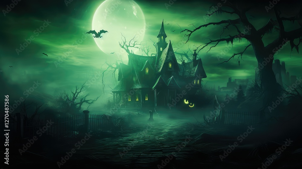 haunted green halloween background haunted green halloween background