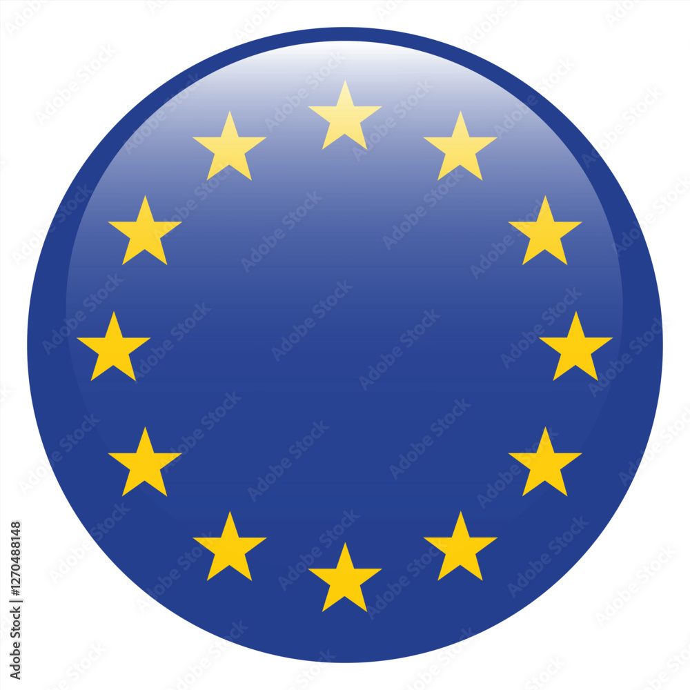 Flag of European Union. European Union round flag logo icon computer vector illustration design Flag of European Union. European Union round flag logo icon computer vector illustration design