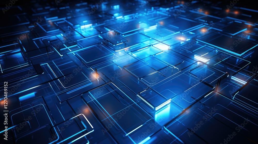 Obraz premium panel tech blue abstract background