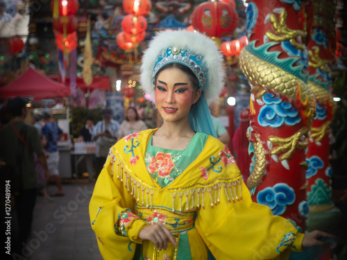 Beautiful young woman with Chinese Opera dress in Chiang Mai, Thailand.