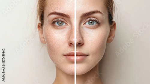 Woman Before After Skin Lift Dermatology, 
