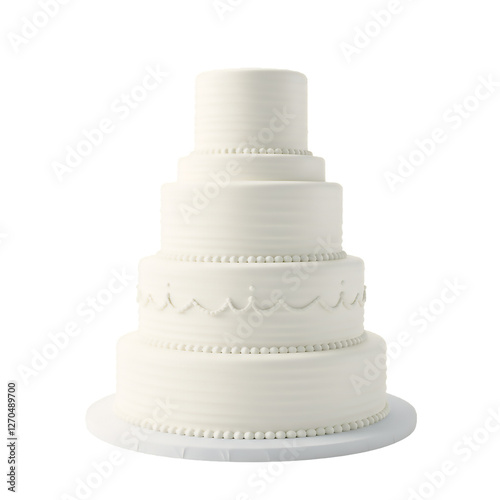 Elegant White Tiered Cake for Wedding Celebration or Special Occasion on Transparent Background