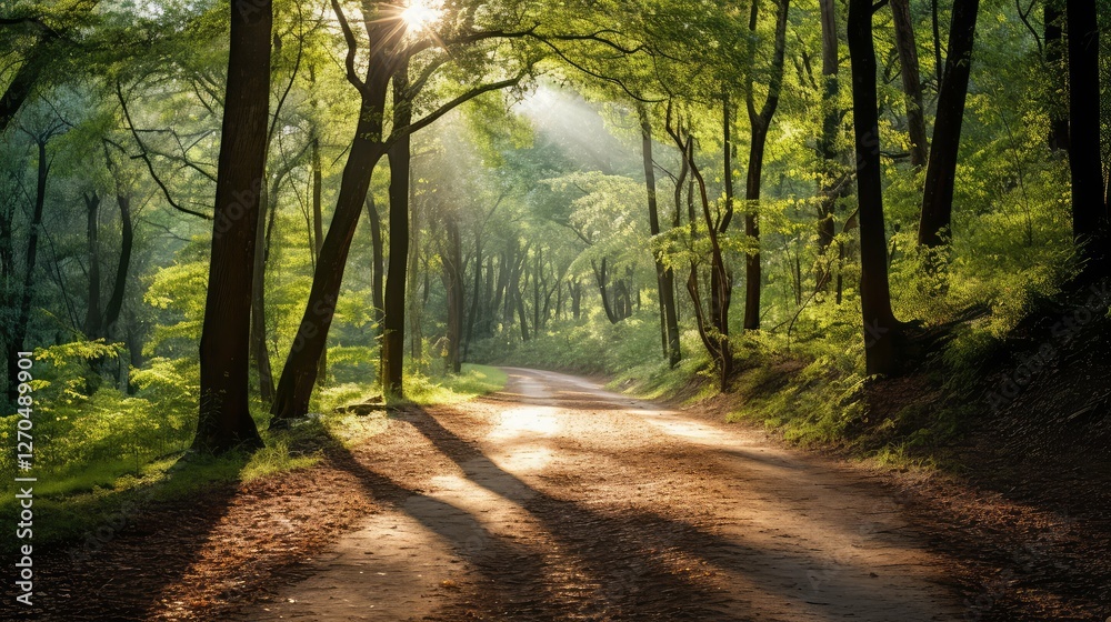 Obraz premium shadows sun shining through trees