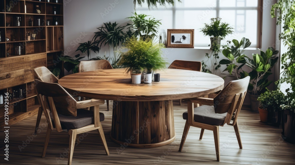 Obraz premium wood office round table