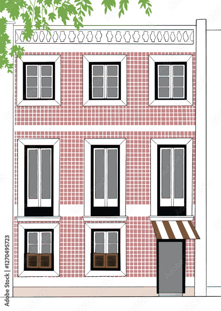Obraz premium apartement Building urban sketch illustration