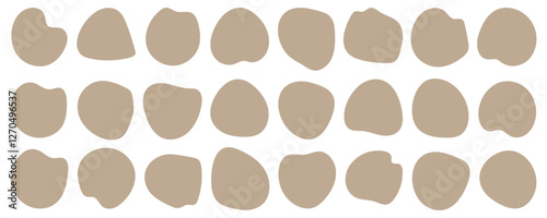 Irregular organic blob shapes. Round Shape, Simple amoeba shape, asymmetric spot, Round Abstract Vector Set, Round Oblong Shape Set, Random blob shapes. Geometric Vector Graphic Circle Elements.