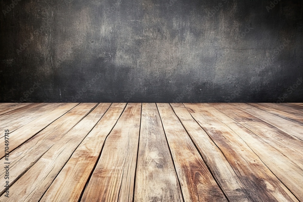 Rustic wood floor, textured wall backdrop Rustic wood floor, textured wall backdrop