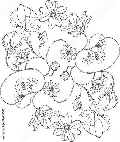 tulle lace flower design illustration