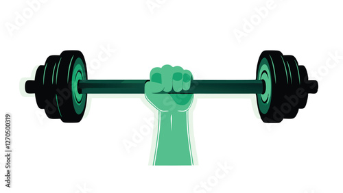A gleaming weightlifting bar, elegantly rendered, with vibrant, glowing energy lines tracing its contours, suggesting power and strength.