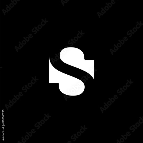 abstract hidden letter S logo. logo hidden symbol letter S. negative space logo template vector icon in black and white.