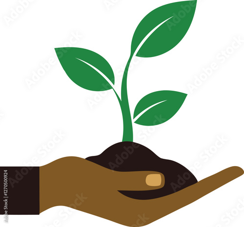 plant in hand, plant sprout in the hand growth vector