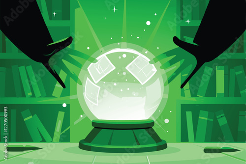 An aged wizard meticulously crafts glowing, levitating balance sheets, arcane runes shimmering.  Floating financial documents, magical accounting.