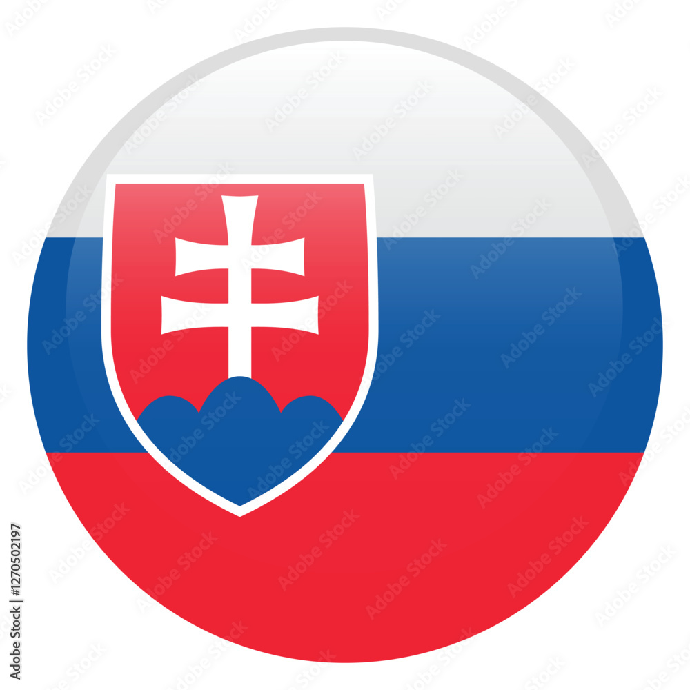 Fototapeta premium Flag of Slovakia. Slovakia round flag logo icon computer vector illustration design