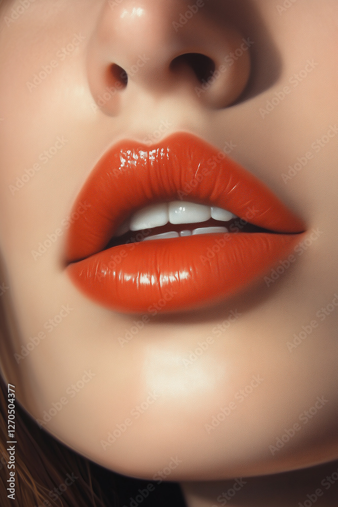 Obraz premium Artistic portrayal of lips with a sophisticated matte gloss 