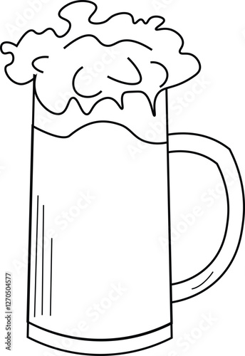 the illustration of glass of beer with a lot of foam.