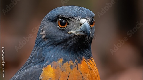 Close-up Hawk Portrait, Forest Background photo