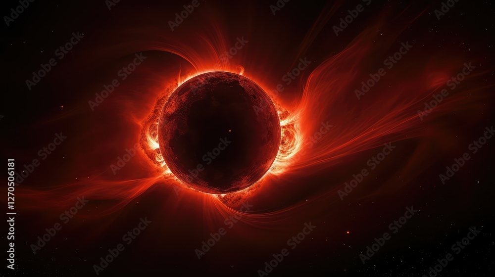 Naklejka premium moon red tech background