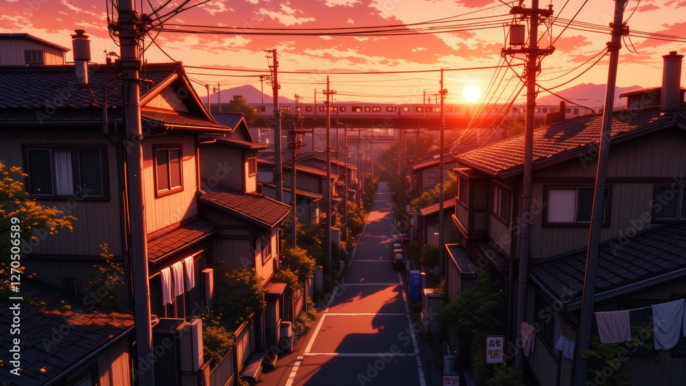 Fototapeta premium anime wallpaper japanese tokyo city architecture illustration background