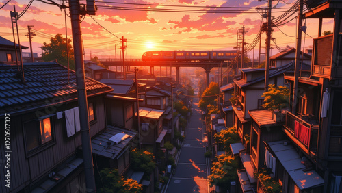  anime wallpaper japanese tokyo city architecture illustration background